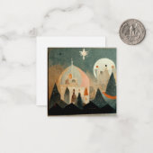 Carte de Noël à plat carré représentant la Nativit (Devant/Arrière en situation)