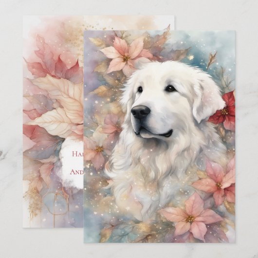 Carte de Noël à plat Great Pyrenees Noël (Devant / Derrière)