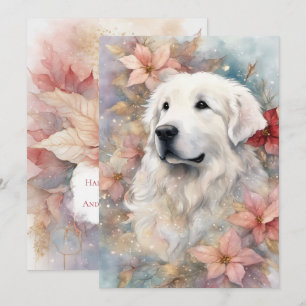 Carte de Noël à plat Great Pyrenees Noël
