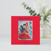 Carte de Noël à plat père Noël Helper (Debout devant)