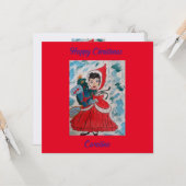 Carte de Noël à plat père Noël Helper (Devant/Arrière en situation)