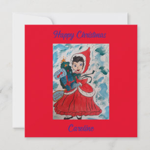 Carte de Noël à plat père Noël Helper