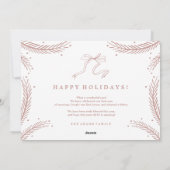 Carte de Noël à plumes dorées Paix et Joie (Dos)