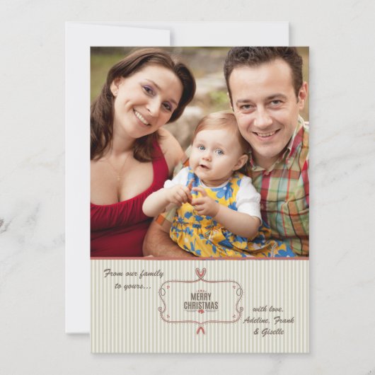 Carte de Noël à rayures avec photo (Devant)