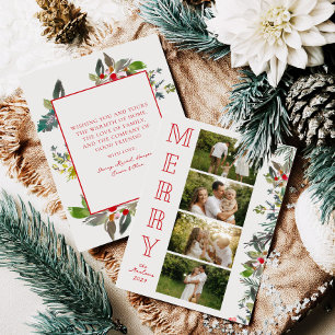 Carte de Noël à rayures avec photo de famille joye