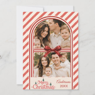 Carte de Noël à rayures pastel et bonbons