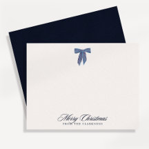 Carte de Noël à ruban rayé marine