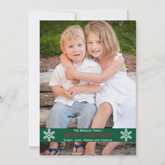 Carte de Noël à ruban vert (Devant)