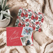 Carte de Noël à script rouge Collage de 2 photos