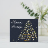 Carte de Noël à thème arbre de Noël doré marine éc (Debout devant)