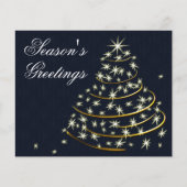 Carte de Noël à thème arbre de Noël doré marine éc (Devant)
