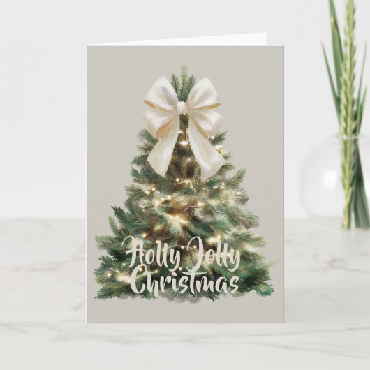Carte de Noël à thème d'arbre Holly Jolly (Devant)