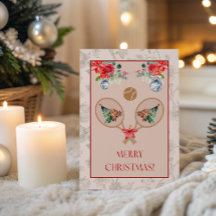 Carte de Noël à thème Padel – Motif de raquette de