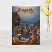 Carte de Noël à thème religieux représentant une N (Fleur jaune)