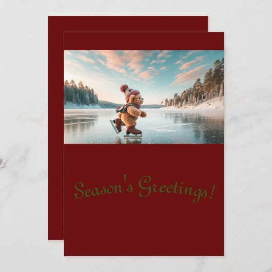 Carte de Noël à thème Teddy Bear (Devant / Derrière)