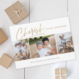 Carte de Noël à trois photos "Chérissez chaque ins