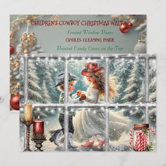 Carte de Noël à Valse de Noël pour enfant Cowboy (Devant / Derrière)