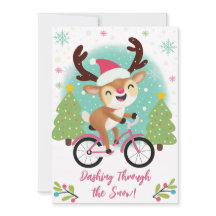 Carte de Noël à vélo rose