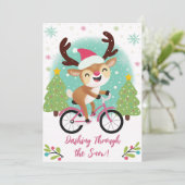 Carte de Noël à vélo rose (Debout devant)