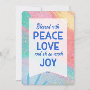 Carte de Noël Abstrait Pastel Paix Amour Joie