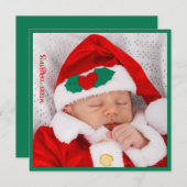 Carte de Noël adorable Premier Noël du bébé (Devant / Derrière)