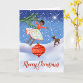 Carte de Noël afro-américaine vintage (Fleur jaune)