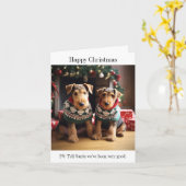 Carte de Noël Airedale Puppies (Fleur jaune)