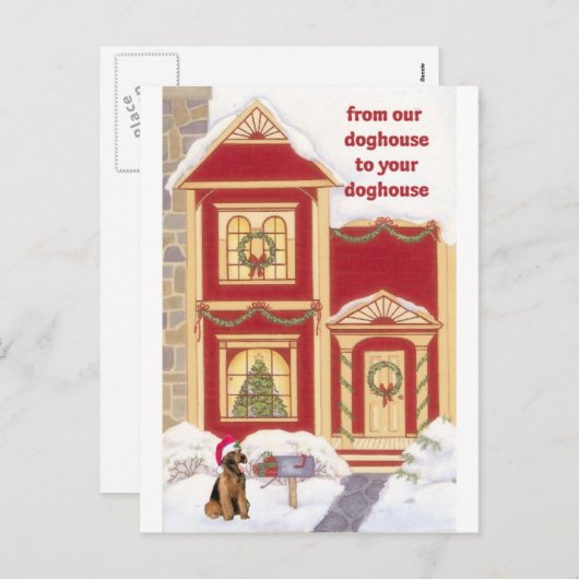 Carte de Noël Airedale terrier (Devant / Derrière)