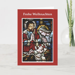 Carte de Noël allemande, Vitrail, Sainte Famille