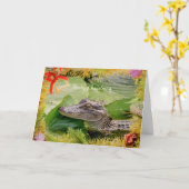 Carte de Noël Alligator (Fleur jaune)