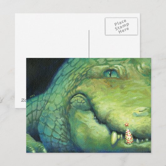 Carte de Noël Alligator (Devant / Derrière)