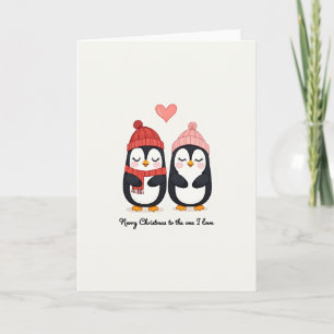 Carte de Noël Amour Manchots