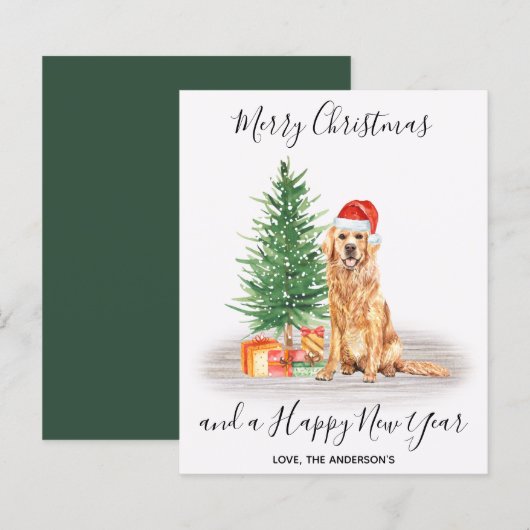 Carte de Noël Amoureux des chiens Golden Retriever (Devant / Derrière)