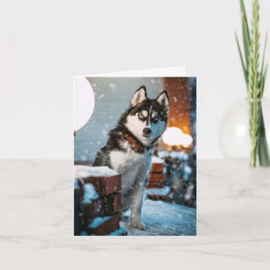 Carte de Noël Amoureux des chiens Sibérien Husky (Devant)