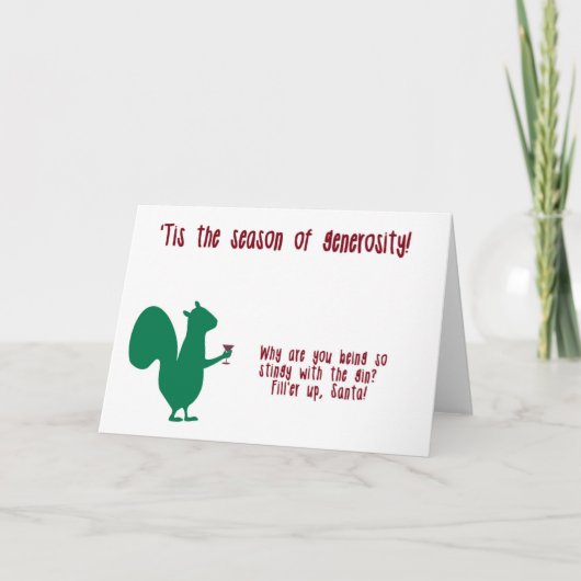Carte de Noël amusante avec écureuil et gin (Devant)