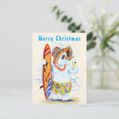 Carte de Noël amusante avec Summer Snowman Surfer (Debout devant)