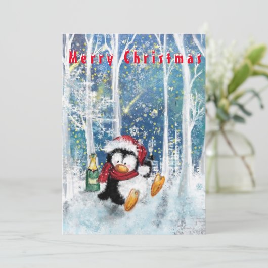 Carte de Noël amusante Bonne fête Pingouin (Debout devant)