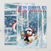 Carte de Noël amusante Bonne fête Pingouin (Devant / Derrière)