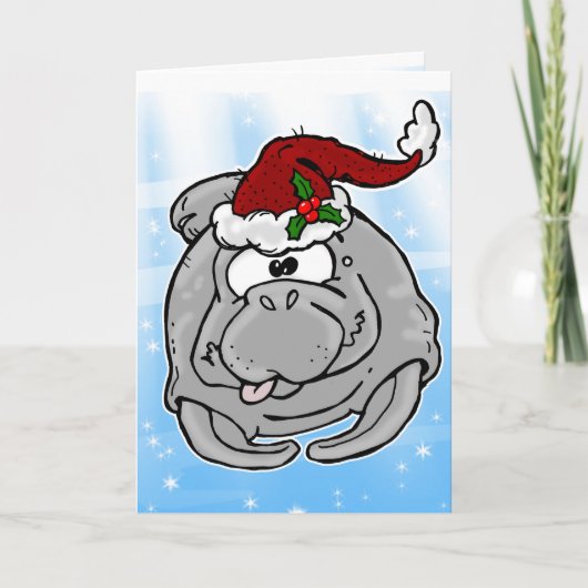 Carte de Noël amusante Manatee (Devant)