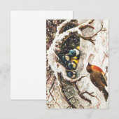 Carte de Noël ancienne représentant des oiseaux da (Devant / Derrière)