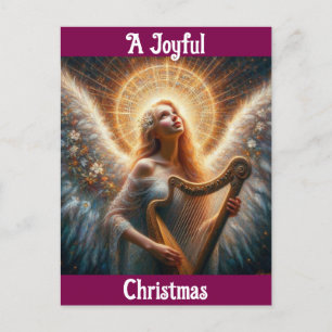 Carte de Noël Ange avec harpe