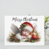 Carte de Noël Ange de Noël avec Cardinal (Debout devant)