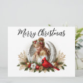 Carte de Noël Ange de Noël avec Cardinal (Debout devant)