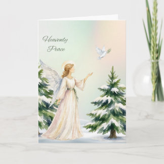 Carte de Noël Ange et Colombe de Paix Céleste