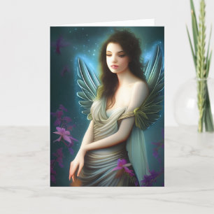 Carte de Noël ange Fleurs violettes Intérieur vier