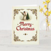 Carte de Noël Ange Joyeux (Fleur jaune)