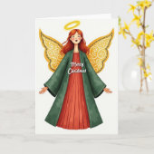 Carte de Noël Ange Serein (Fleur jaune)