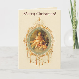 Carte de Noël Angels Cherubs Style Vintage