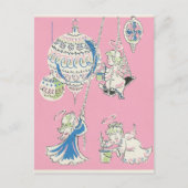 Carte de Noël Angles roses vintages (Devant)