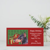 Carte de Noël animal Doberman Pinscher (Debout devant)